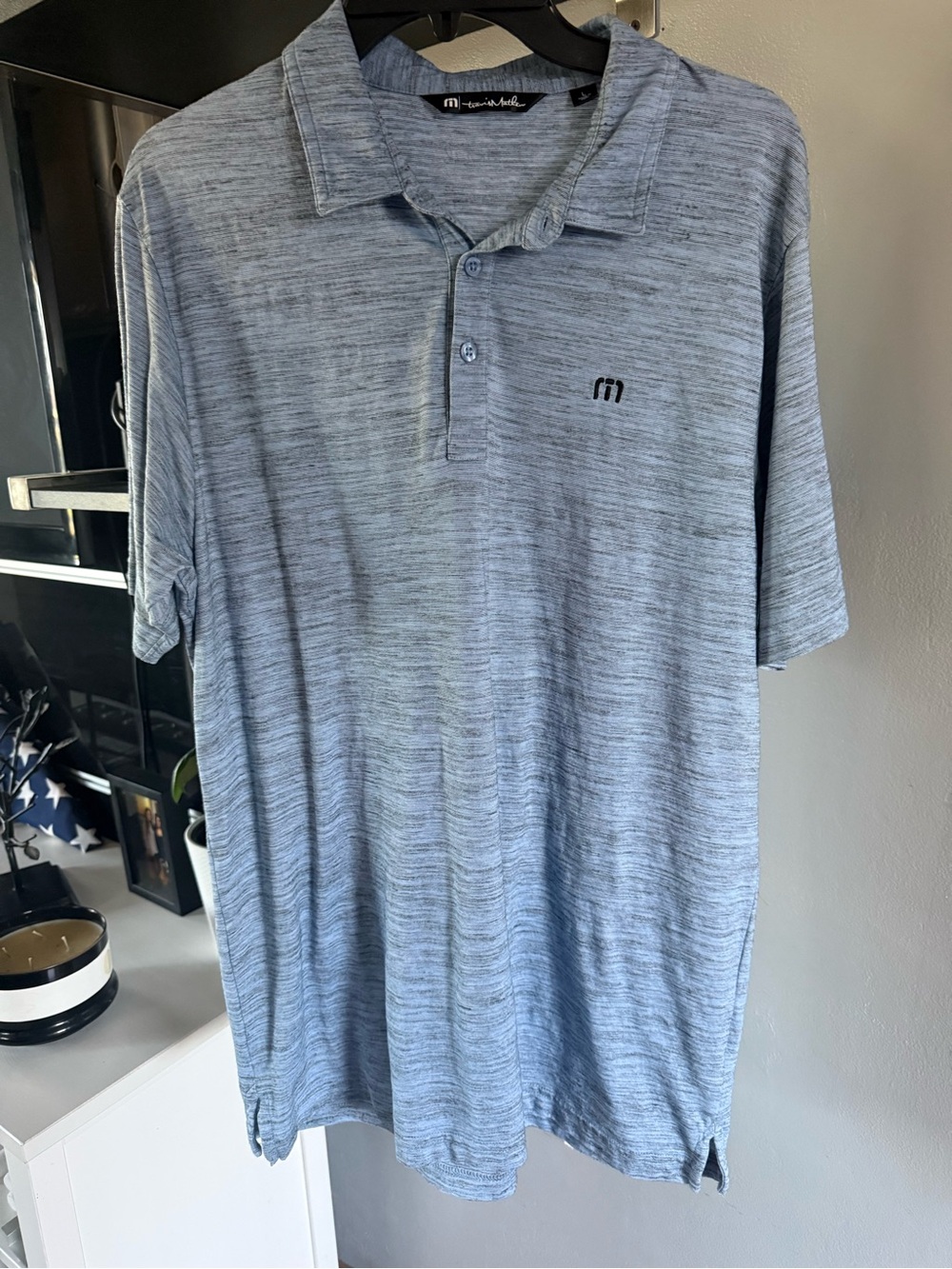 Travis Mathew Heathered Light Blue Performance Polo
